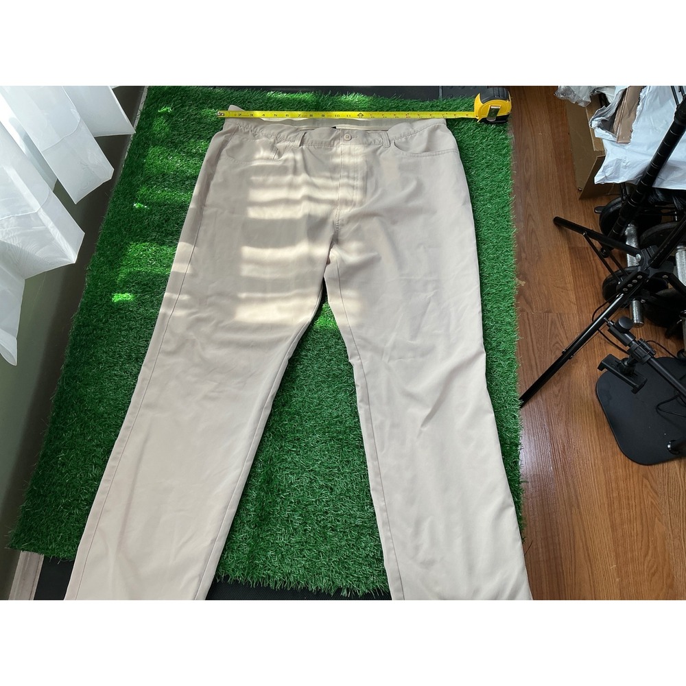 FootJoy Mens Khaki Performance Golf Pants Flat Front Straight Leg 38x32 Tan FJ